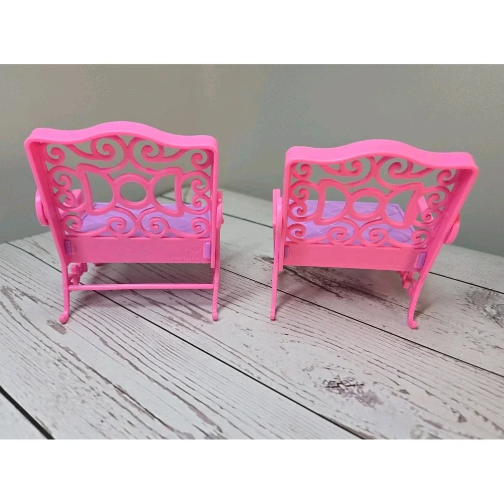 2pc Bright Pink Purple Dollhouse Chairs Barbie Chelsea Size
